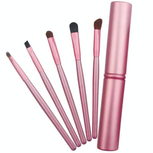 5 PCS Handle Eyes Makeup Brush Set with Aluminum Tube(Pink)