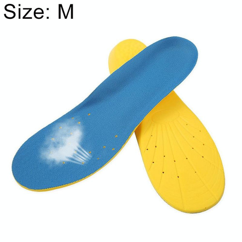 1 Pair PU Breathable Soft Sports Shock-absorbing Insole Sweat-absorbent Foot Pad Elastic Shoe Insert, Size: M(6-9 Yards)(Blue) 1 Pair PU Breathable Soft Sports Shock-absorbing Insole Sweat-absorbent Foot Pad Elastic Shoe Insert, Size: M(6-9 Yards)(Blue)