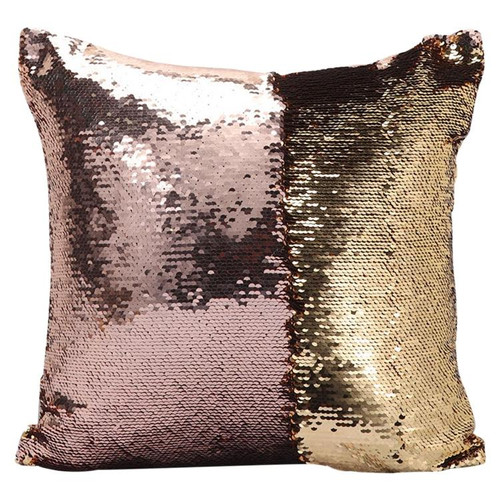 DIY Two Tone Glitter Sequins Throw Pillow Case Reversible Sequin Magical Color Changing Pillow Cover, Size: 40*40cm(Champagne+Gold)