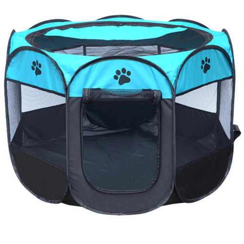 Fashion Oxford Cloth Waterproof Dog Tent Foldable Octagonal Outdoor Pet Fence, M, Size: 91 x 91 x 58cm (Blue)