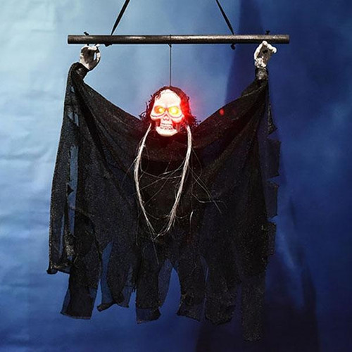 Halloween Electric Luminous Skeleton Hanging Head Induction Props Haunted House Decorations Toys