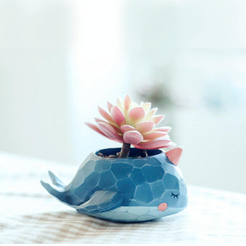 Lovely Home Garden Office Resin Cartoon Animal Whale Shaped Plant Flower Pot Decoration Animal Flower Pots Planter