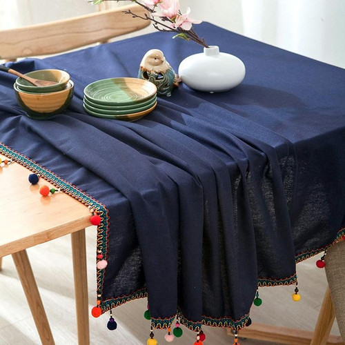 New Fashion European Ethnic Style Colorful Ball Tassel Cotton Tablecloth New Fashion European Ethnic Style Colorful Ball Tassel Cotton Tablecloth