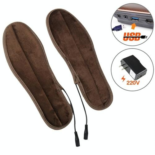 USB Electric Powered Heated Insoles Keep Feet Warm Pad with USB Cable & Power Adapter, Size: 41-42 yard(Brown)