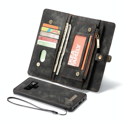 CaseMe-008 Detachable Multifunctional Horizontal Flip Leather Case for Galaxy Note9, with Card Slot & Holder & Zipper Wallet & Photo Frame(Black)