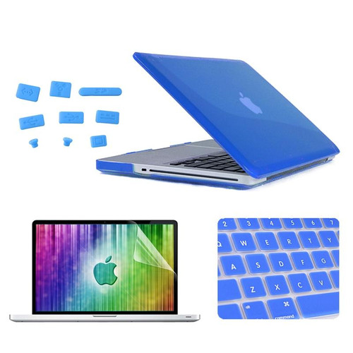 ENKAY for MacBook Pro 13.3 inch (US Version) / A1278 4 in 1 Crystal Hard Shell Plastic Protective Case with Screen Protector & Keyboard Guard & Anti-dust Plugs(Dark Blue)