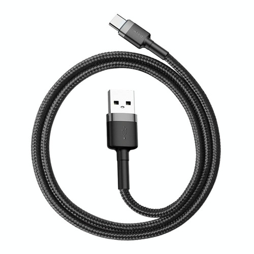 Baseus Kevlar 50cm 3A Max USB to USB-C / Type-C Data Sync Charge Cable(Grey+Black)