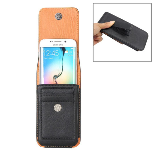 For Galaxy S7 / G930 & S6 / G920 & S6 Edge / G925 Classical Style Elephant Texture Vertical Flip Leather Case Waist Bag with Card Solts & Rrotatable Back Splint Size: 15.5 x 8.2 cm(Black)