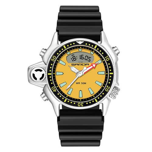 SANDA 3008 Multifunctional Men Outdoor Sports Noctilucent 50m Waterproof Digital Wrist Watch (Black Yellow) SANDA 3008 Multifunctional Men Outdoor Sports Noctilucent 50m Waterproof Digital Wrist Watch (Black Yellow)