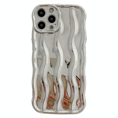 For iPhone 15 Pro Max Wave Texture Bright TPU Phone Case(Silver)