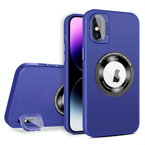 For iPhone X / XS Skin Feel Magnifier MagSafe Lens Holder Phone Case(Purple) For iPhone X / XS Skin Feel Magnifier MagSafe Lens Holder Phone Case(Purple)
