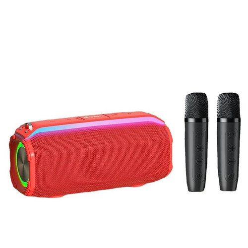 New RiXing NR8809 20W Outdoor Portable TWS Smart Wireless Bluetooth Speaker, Style:Dual Mic(Red)