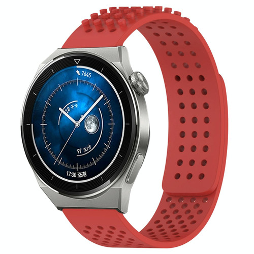 For Huawei Watch GT3 Pro 43mm 20mm Holes Breathable 3D Dots Silicone Watch Band(Red)