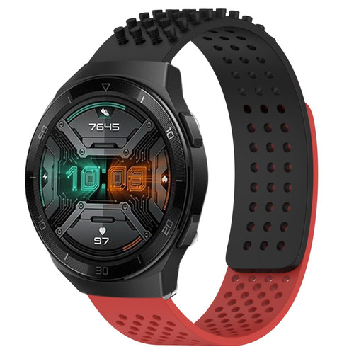 For Huawei Watch GT 2E 22mm Holes Breathable 3D Dots Silicone Watch Band(Black+Red) For Huawei Watch GT 2E 22mm Holes Breathable 3D Dots Silicone Watch Band(Black+Red)
