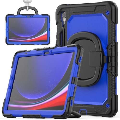 For Samsung Galaxy Tab S9 D Type Silicone Hybrid PC Tablet Case with Handle Holder(Blue PC) For Samsung Galaxy Tab S9 D Type Silicone Hybrid PC Tablet Case with Handle Holder(Blue PC)