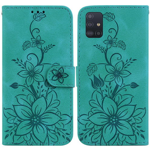 For Samsung Galaxy A51 5G Lily Embossed Leather Phone Case(Green) For Samsung Galaxy A51 5G Lily Embossed Leather Phone Case(Green)
