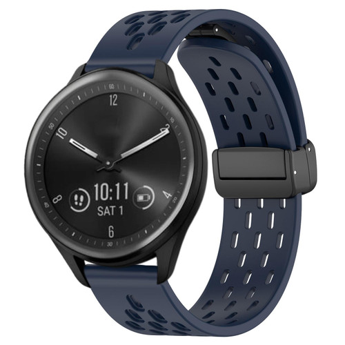 For Garmin Vivomove Sport 20mm Folding Magnetic Clasp Silicone Watch Band(Midnight Blue)