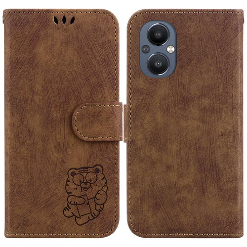 For OnePlus Nord N20 5G Little Tiger Embossed Leather Phone Case(Brown)