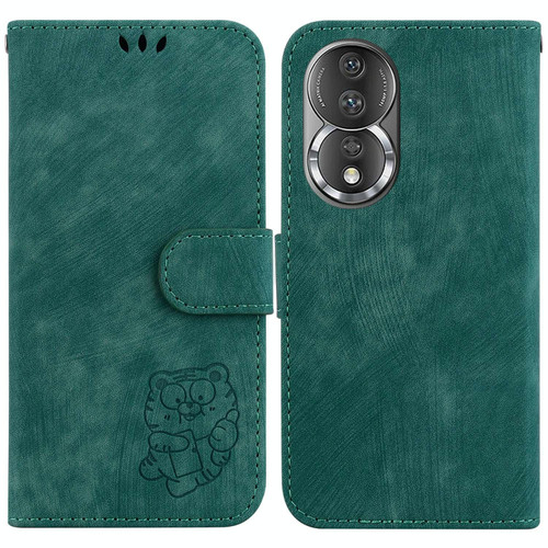 For Honor 80 Little Tiger Embossed Leather Phone Case(Green)