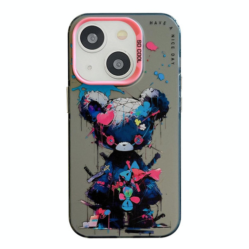 For iPhone 15 Animal Pattern Oil Painting Series PC + TPU Phone Case(Tattered Bear)