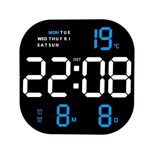 6633 LED Screen Digital Display Timing Desktop Alarm Clock Living Room Hanging Clock(Blue Light)