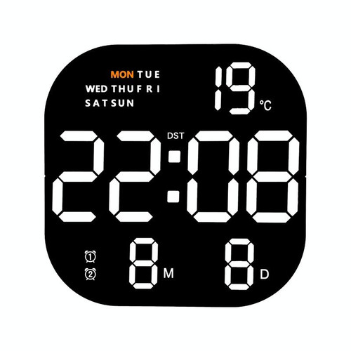 6633 LED Screen Digital Display Timing Desktop Alarm Clock Living Room Hanging Clock(White Light)