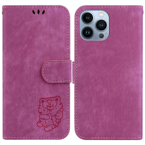 For iPhone 15 Pro Little Tiger Embossed Leather Phone Case(Rose Red) For iPhone 15 Pro Little Tiger Embossed Leather Phone Case(Rose Red)