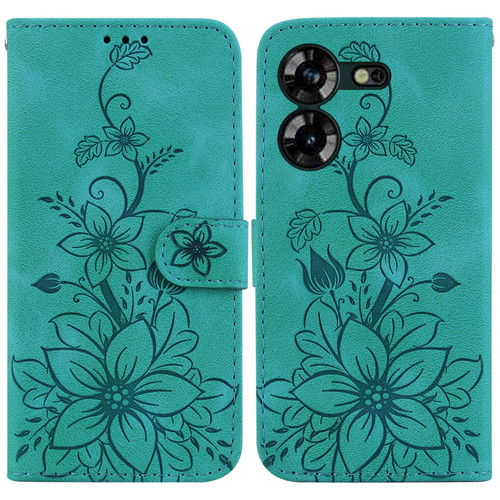 For Tecno Pova 5 Lily Embossed Leather Phone Case(Green) For Tecno Pova 5 Lily Embossed Leather Phone Case(Green)