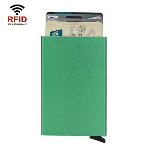 RFID Short Metal Card Case Credit Card Holder Wallet(Green)