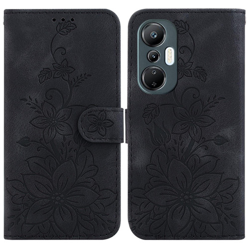 For Infinix Hot 20S Lily Embossed Leather Phone Case(Black) For Infinix Hot 20S Lily Embossed Leather Phone Case(Black)