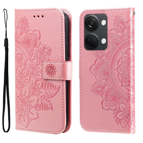 For OnePlus Nord 3/Ace 2V 7-petal Flowers Embossing Leather Phone Case(Rose Gold) For OnePlus Nord 3/Ace 2V 7-petal Flowers Embossing Leather Phone Case(Rose Gold)