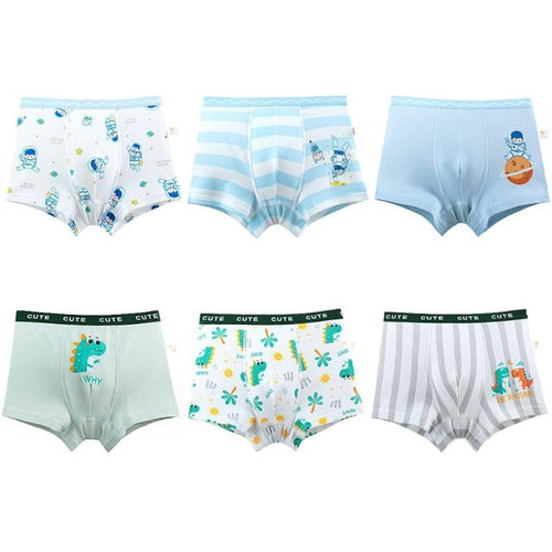 6pcs/set Children High Elastic Cartoon Printed Cotton Boxer Briefs, Size: M(T-5515 Boys)