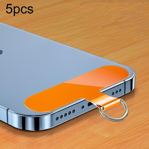 5pcs 0.6mm Mobile Phone Lanyard Clip Phone Case Anti-lost Fixed Sticker(Orange)