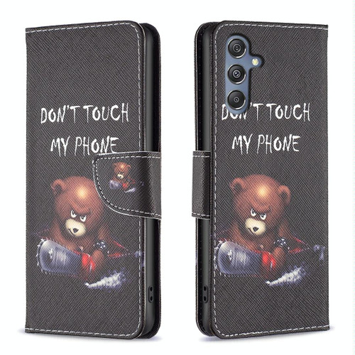 For Samsung Galaxy M34 5G Colored Drawing Pattern Leather Phone Case(Bear)