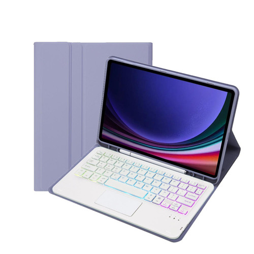 For Samsung Galaxy Tab S9 Candy Color Touch Backlight Bluetooth Keyboard Leather Tablet Case with Pen Holder(Purple) For Samsung Galaxy Tab S9 Candy Color Touch Backlight Bluetooth Keyboard Leather Tablet Case with Pen Holder(Purple)