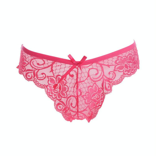 3pcs Sexy Lace Flower Triangle Pants Ladies Bow Low-Waisted Thong(Rose Red) 3pcs Sexy Lace Flower Triangle Pants Ladies Bow Low-Waisted Thong(Rose Red)