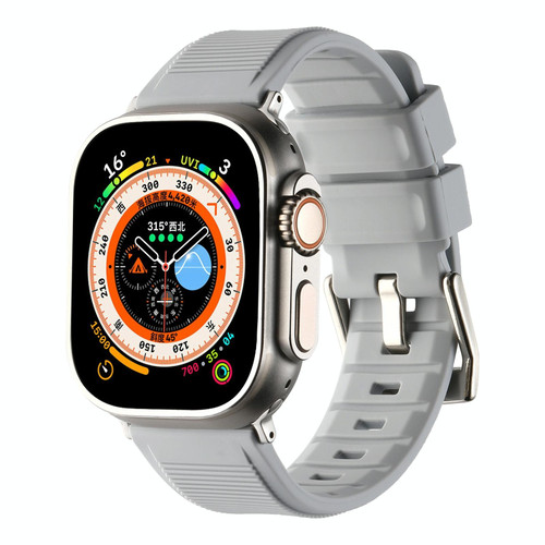 For Apple Watch 5 44mm Double Ring Silicone Watch Band(Space Grey)