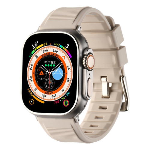 For Apple Watch 6 44mm Double Ring Silicone Watch Band(Starlight)