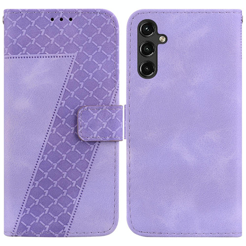 For Samsung Galaxy A14 5G 7-shaped Embossed Leather Phone Case(Purple)