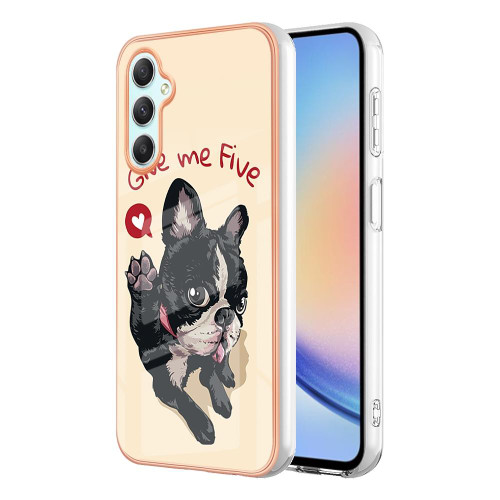 For Samsung Galaxy A24 Electroplating Marble Dual-side IMD Phone Case(Lucky Dog)