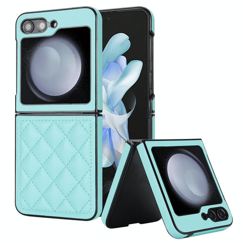 For Samsung Galaxy Z Flip5 Rhombic Microfiber Folding Phone Case(Blue) For Samsung Galaxy Z Flip5 Rhombic Microfiber Folding Phone Case(Blue)