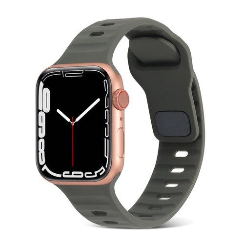 For Apple Watch SE 2022 40mm Square Buckle Stripes Silicone Watch Band(Dark Green) For Apple Watch SE 2022 40mm Square Buckle Stripes Silicone Watch Band(Dark Green)
