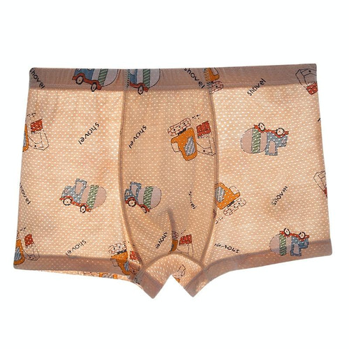 Boys Boxer Briefs Modal Summer Thin Short Pants, Size: M(Brown Car)