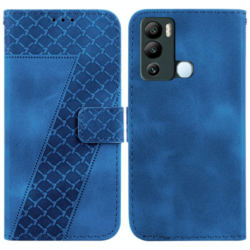 For Infinix Hot 12i 7-shaped Embossed Leather Phone Case(Blue)