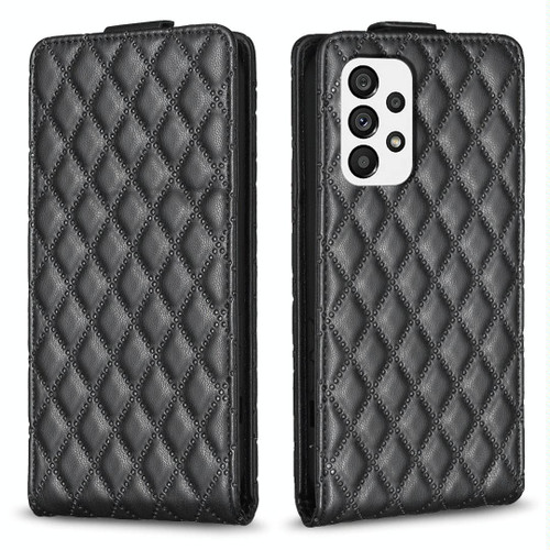 For Samsung Galaxy A53 Diamond Lattice Vertical Flip Leather Phone Case(Black)