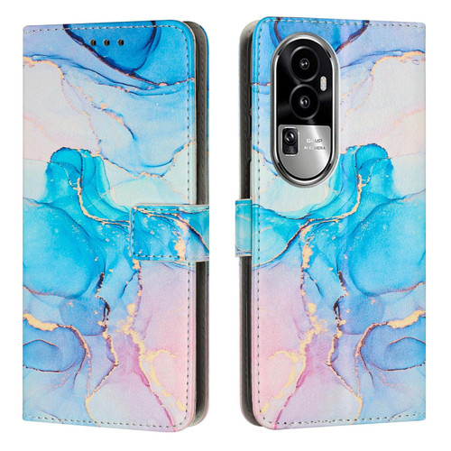 For OPPO Reno10 5G Global/Reno10 Pro 5G Global Painted Marble Pattern Leather Phone Case(Pink Green)