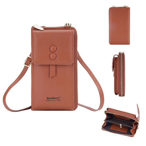 Baellerry Multifunctional Adjustable Crossbody Phone Bag Large Capacity Multi-card Slot Single-shoulder Bag(Brown)