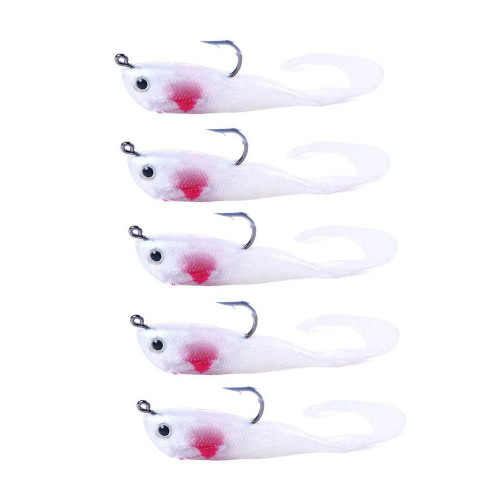 HENGJIA 5pcs/bag 7cm 10g Spinnerbait Soft Bait Pack Lead Fish Fake Bait Curly Tailed Worm Bagged Fish Bait(3)