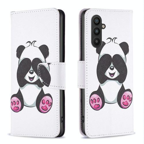 For Samsung Galaxy A25 5G Colored Drawing Pattern Leather Phone Case(Panda) For Samsung Galaxy A25 5G Colored Drawing Pattern Leather Phone Case(Panda)