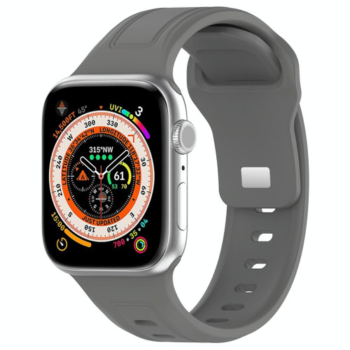 For Apple Watch 7 41mm Square Buckle Silicone Watch Band(Dark Grey)